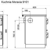 Kuchnia Moravia 9101, kolor biały / antracyt, dodatki chrom, moc 6kW