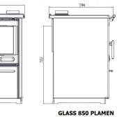 Kuchnia na drewno Plamen Glas 850